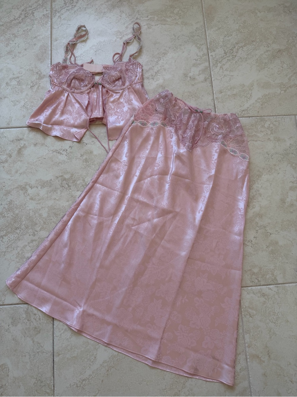 FOR LOVE & LEMONS Camilla MIDI Skirt and Bra Sleep Top Lingerie Set - Picture 2 of 6
